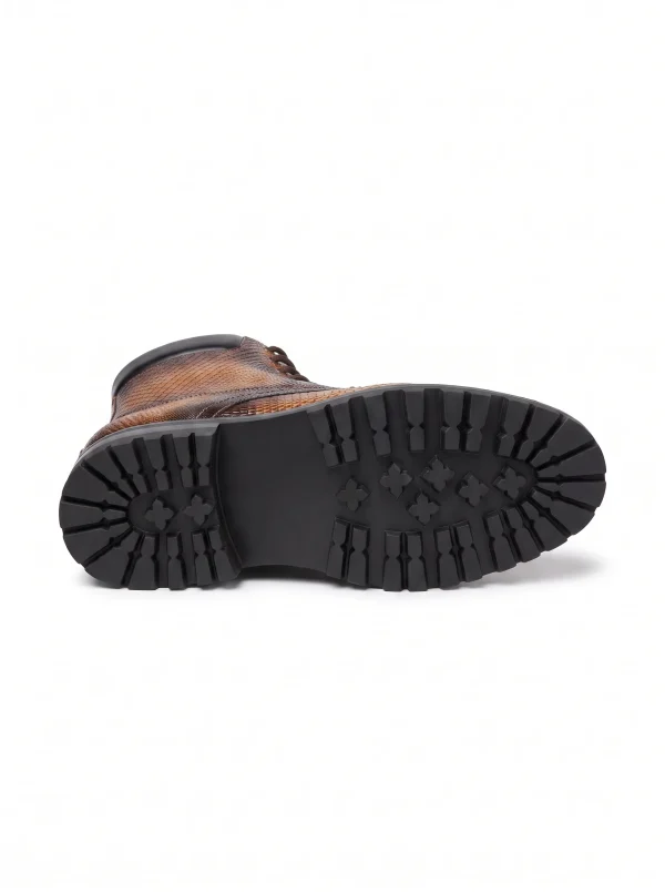 Brown Grosvenor Lizard Boots, sole