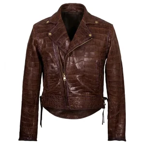 Magenta Crocodile Biker Jacket