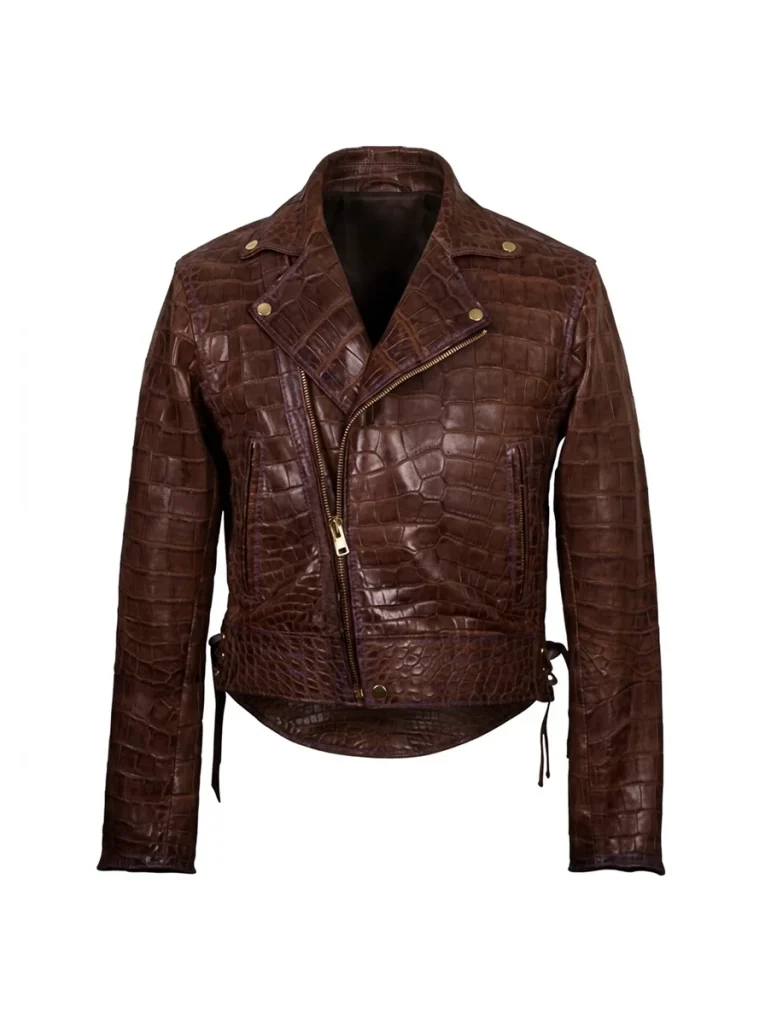 Magenta Crocodile Biker Jacket