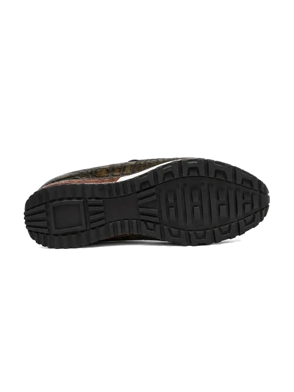 Brown Portofino Crocodile Running Loafer, sole