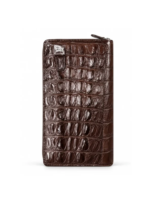 Brown Spoleto Alligator Clutch Wallet, open interior