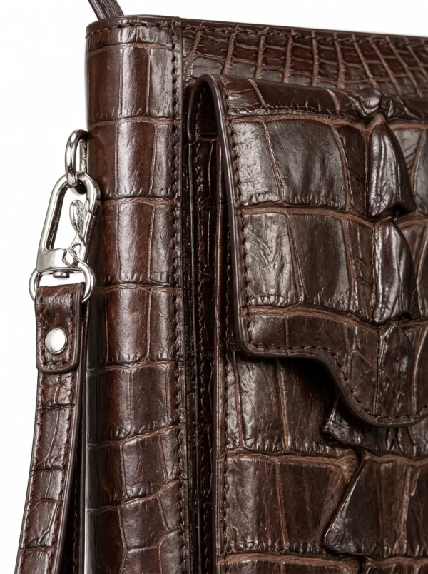 Brown Spoleto Alligator Clutch Wallet, skin detail