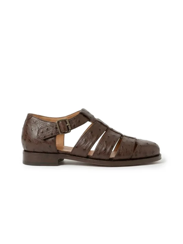 Brown Valdovino Ostrich Sandals, side profile