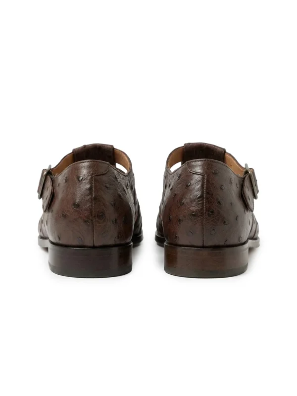 Brown Valdovino Ostrich Sandals, rear view