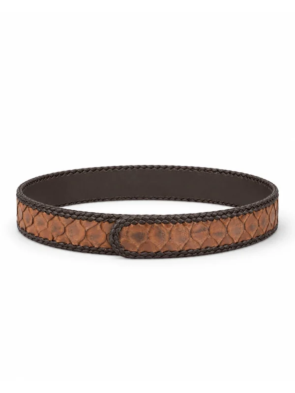 Brown Valentino Python Belt, coiled