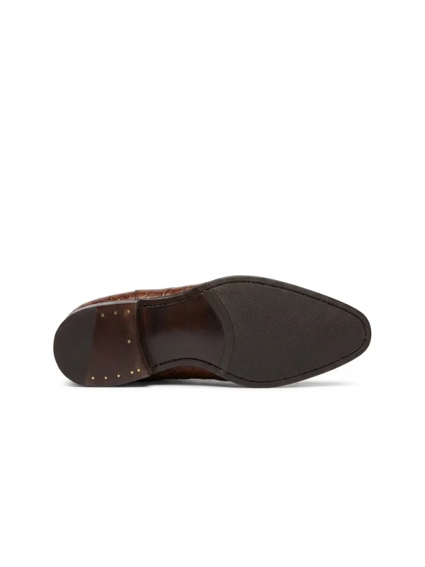 Brown Vittore Alligator Derby Shoes, sole