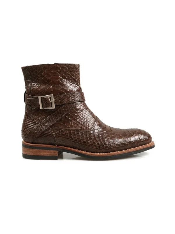 Brown Vittoriosa Python Ankle Boots, side profile