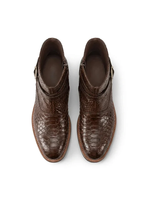 Brown Vittoriosa Python Ankle Boots, top view