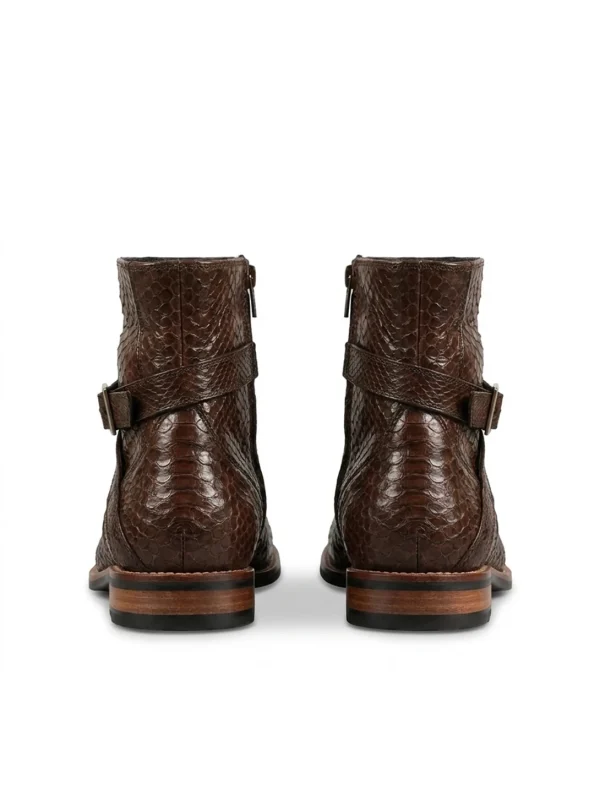 Brown Vittoriosa Python Ankle Boots, rear view
