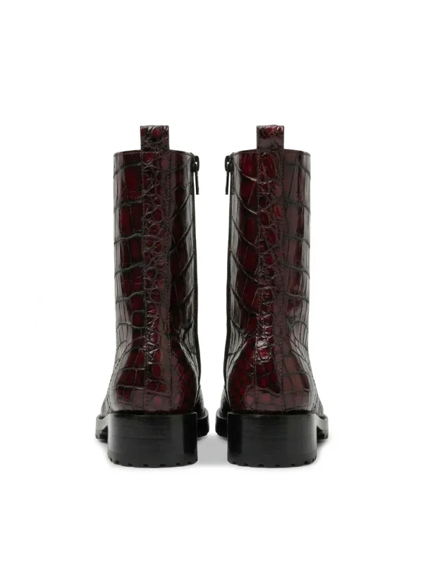 Burgundy Etonbury Alligator Combat Boots, rear view