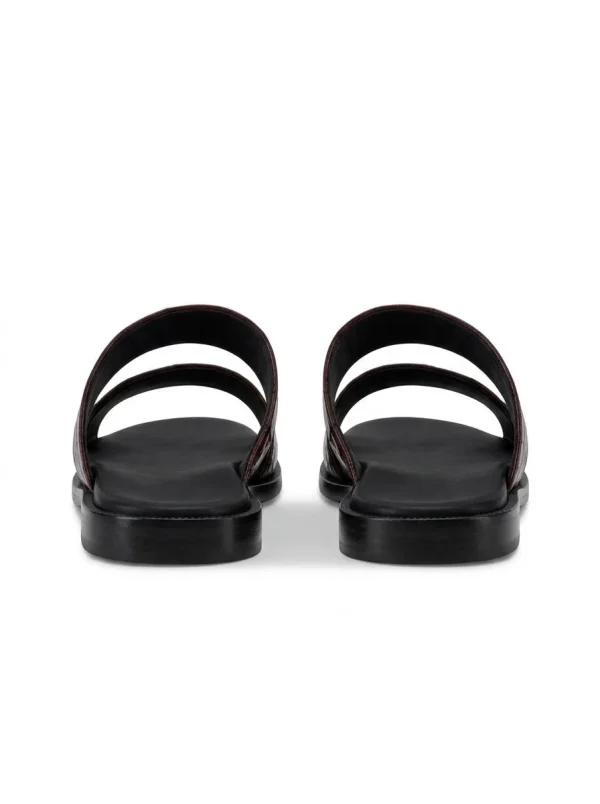 Burgundy Montague Crocodile Slides, rear view
