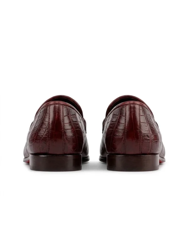 Burgundy Valdoro Alligator Loafers, rear view