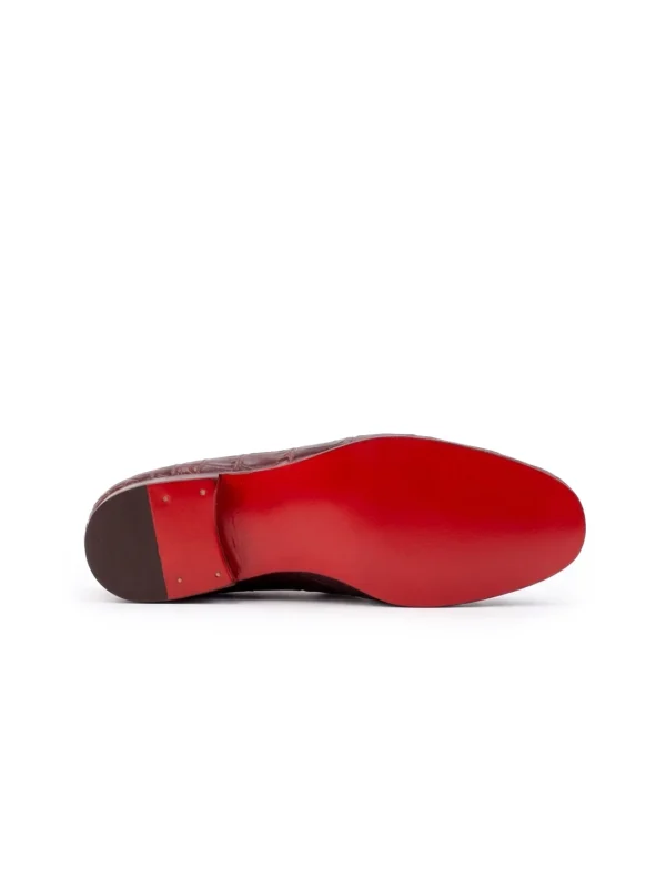 Burgundy Valdoro Alligator Loafers, sole