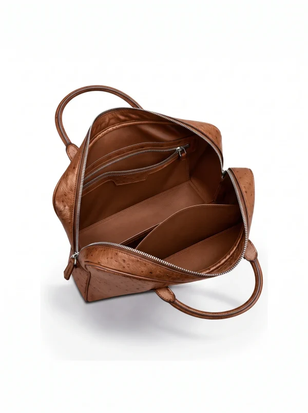 Camel Lanciano Ostrich Briefcase, rear view