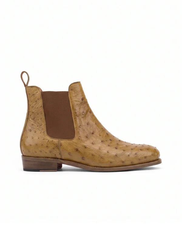 Camel Onslow Ostrich Chelsea Boots, side profile