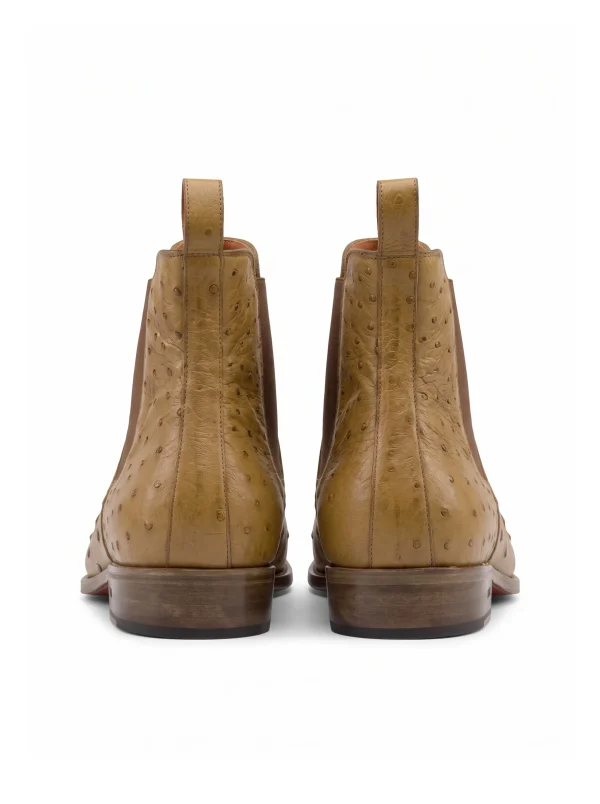 Camel Onslow Ostrich Chelsea Boots, rear view