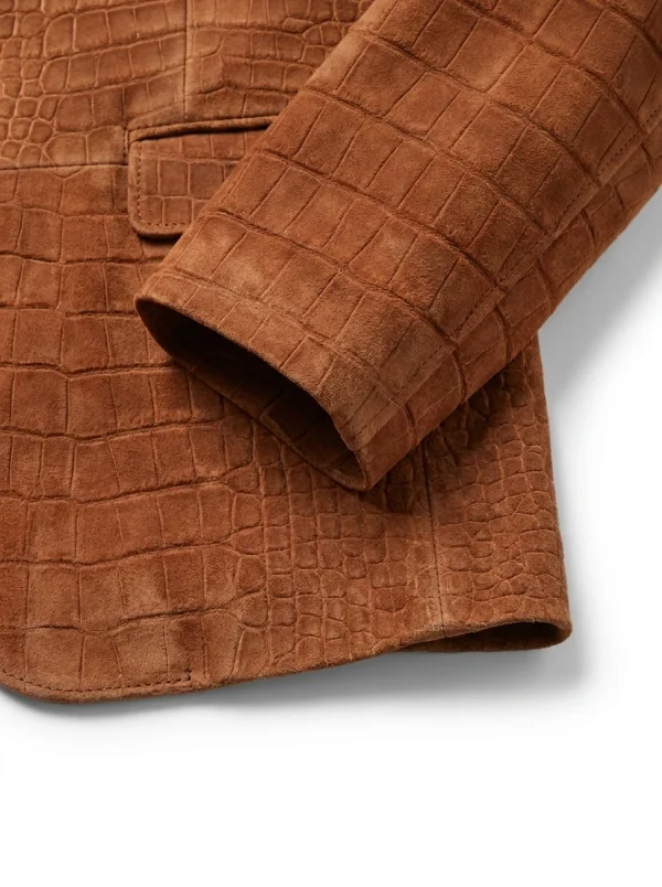 Cognac Garibaldi Crocodile Blazer, cuff detail