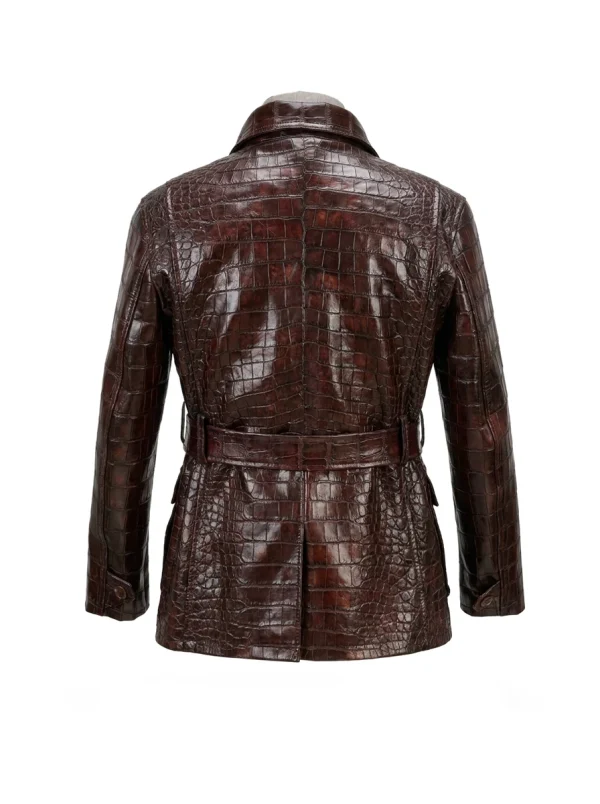 Dark Brown Monforte Crocodile Field Jacket, back view