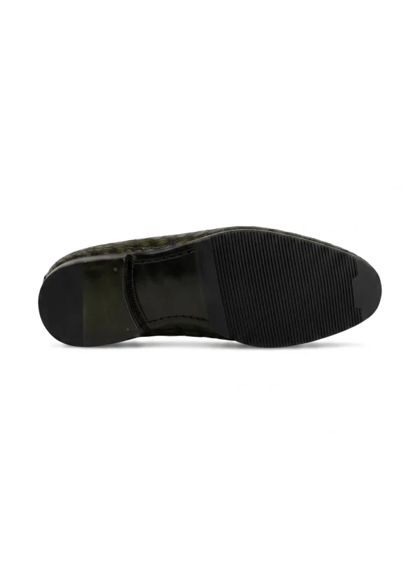 Dark Green Valentino Crocodile Loafers, sole