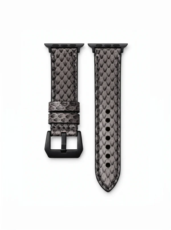 Dark Grey Monforte Python Watch Strap, front and reverse