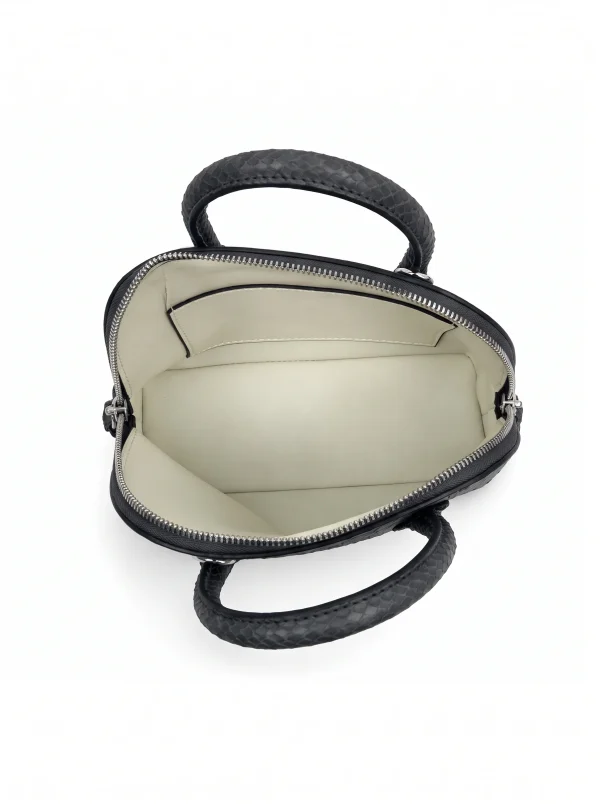 Dark Grey Vittoria Python Shell Handbag, open interior