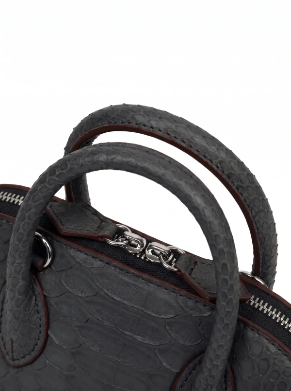 Dark Grey Vittoria Python Shell Handbag, skin detail