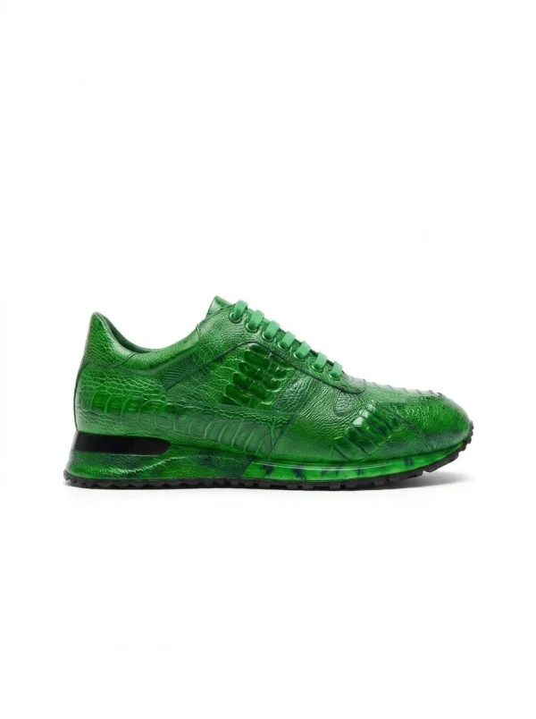 Emerald Aristano Ostrich Sneakers, side profile