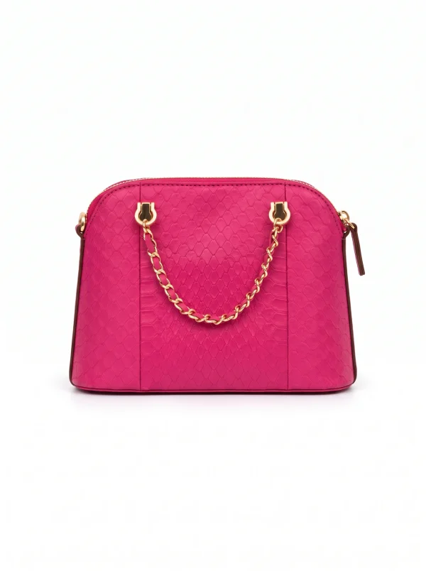 Fuchsia Duchess Python Square Handbag, open interior