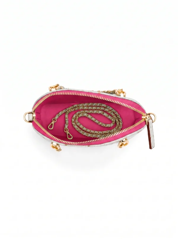 Fuchsia Duchess Python Square Handbag, side profile