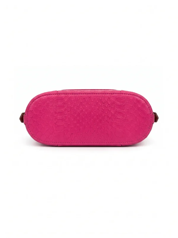 Fuchsia Duchess Python Square Handbag, chain detail