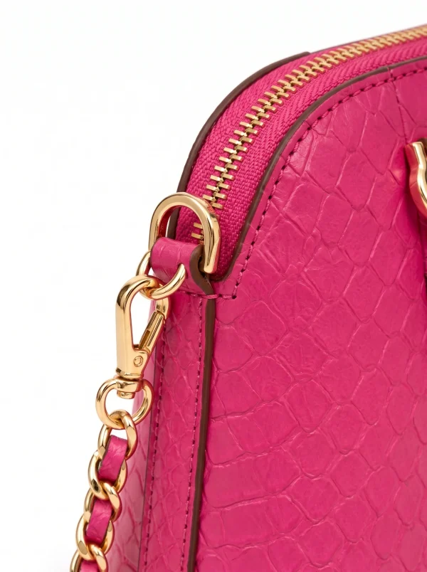 Fuchsia Duchess Python Square Handbag, rear view