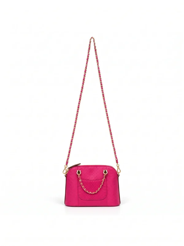 Fuchsia Duchess Python Square Handbag, skin detail