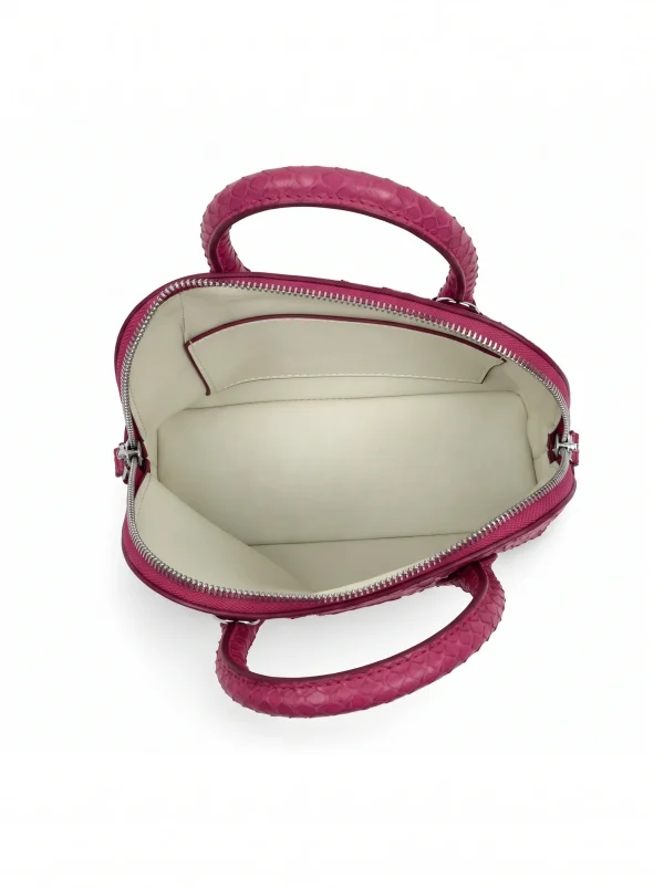 Fuchsia Vittoria Python Shell Handbag, open interior