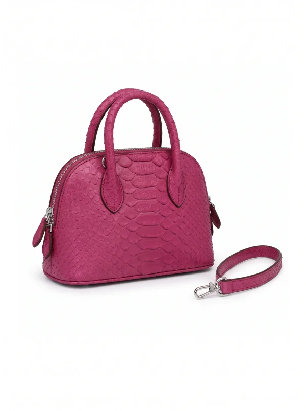 Fuchsia Vittoria Python Shell Handbag, side profile