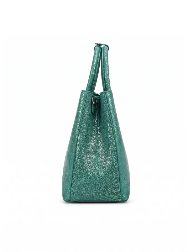 Green Murano Stingray Tote, open interior