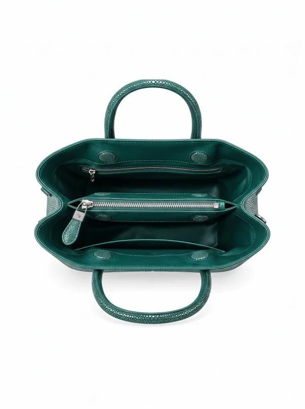 Green Murano Stingray Tote, side profile
