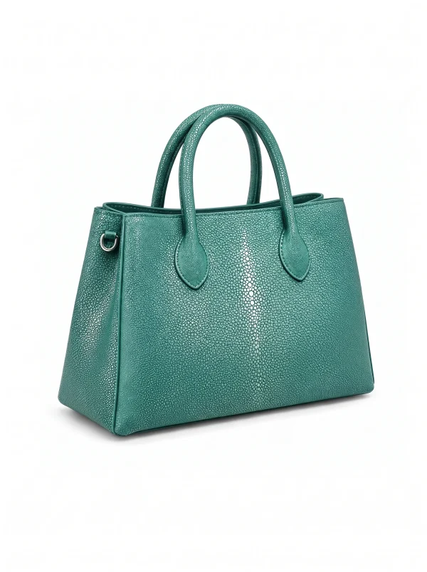 Green Murano Stingray Tote, strap detail