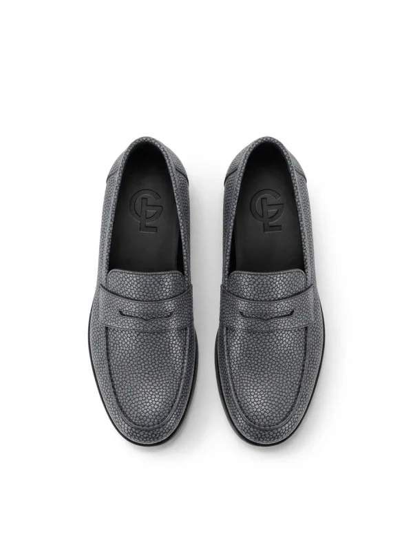 Grey Arundel Stingray Loafers, top view