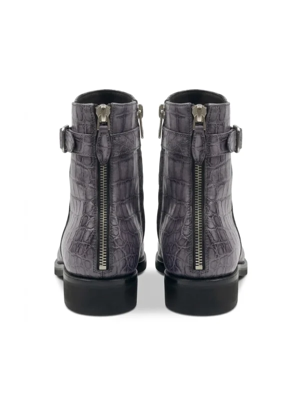 Grey Clarendon Alligator Ankle Boots, rear view
