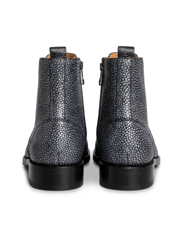 Grey Monferrato Stingray Ankle Boots, rear view
