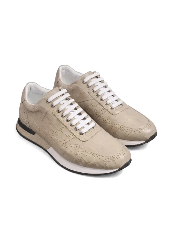Grey Montalcino Alligator Sneaker, three-quarter view