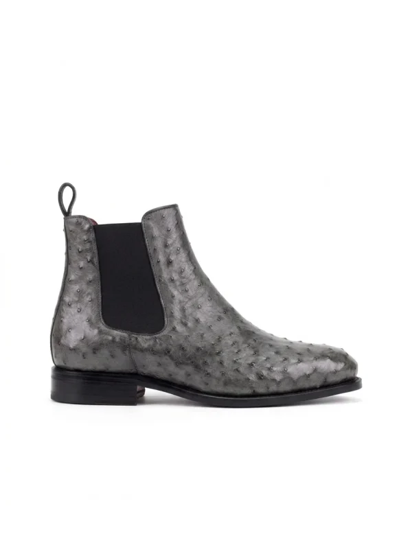 Grey Onslow Ostrich Chelsea Boots, side profile