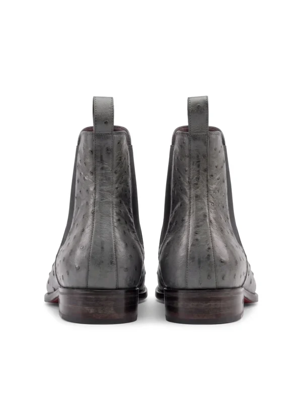 Grey Onslow Ostrich Chelsea Boots, rear view