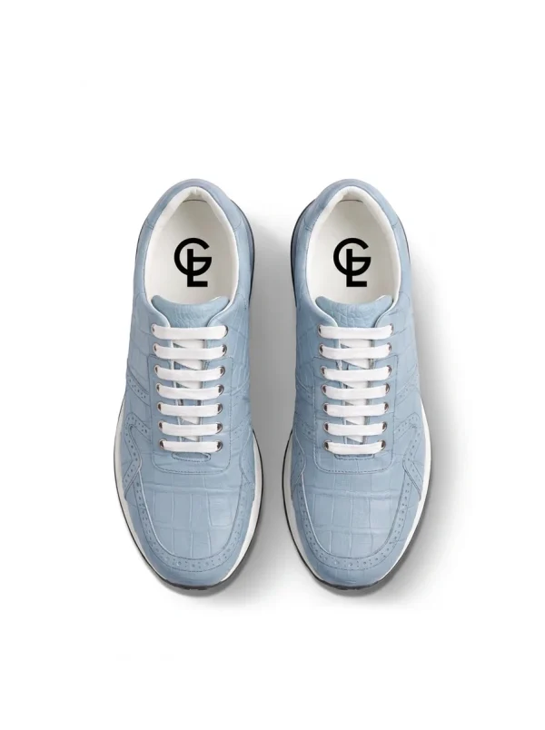 Light Blue Montalcino Alligator Sneaker, top view