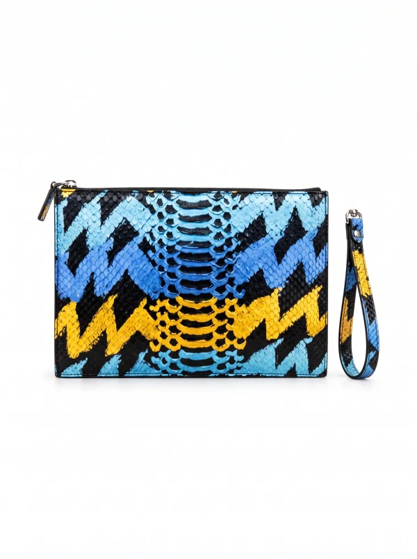 Multicolor Valdano Python Clutch, front view