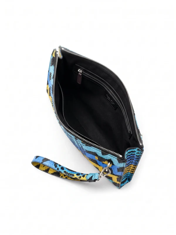 Multicolor Valdano Python Clutch, rear view