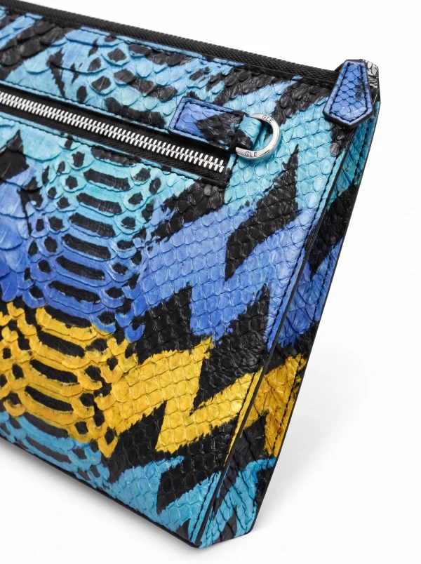 Multicolor Valdano Python Clutch, skin detail