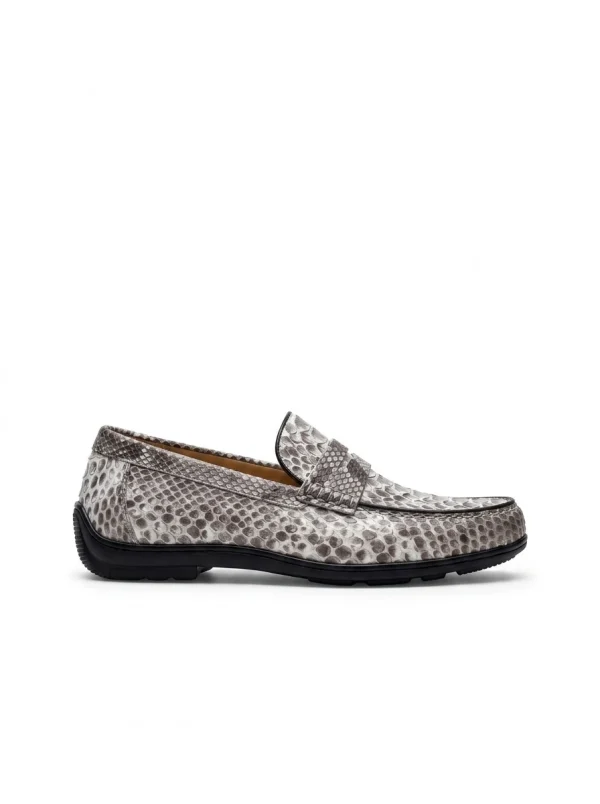 Natural Snake Back Bardolino Python Slip-On Loafers, side profile