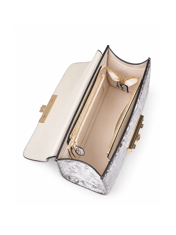 Natural Snake Back Bellavita Python Flap Bag, top view