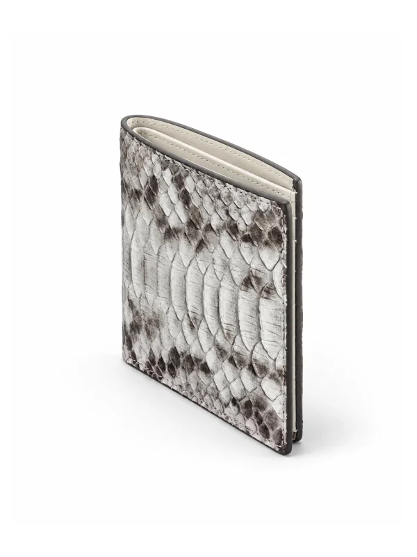 Natural Snake Back Castello Python Compact Wallet, angled view
